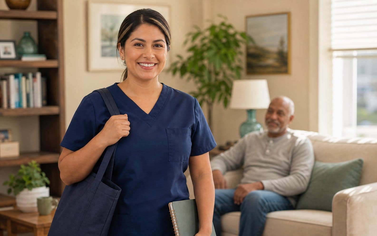 Professional caregiver providing non-medical support for families at home